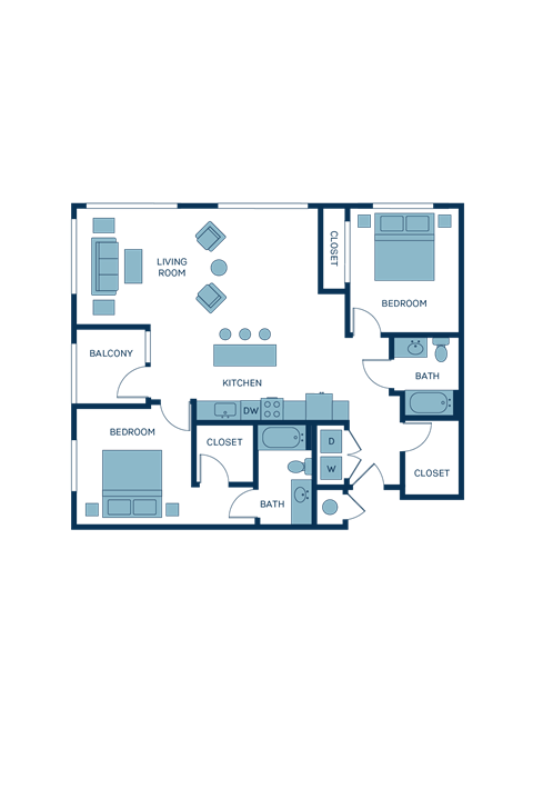 a floor plan of a home with a bedroom and a living room